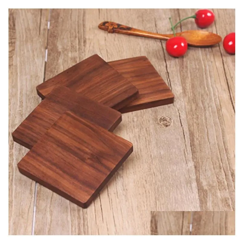 wooden coasters black walnut cup mat bowl pad coffee tea cup mats dinner plates kitchen home bar tools