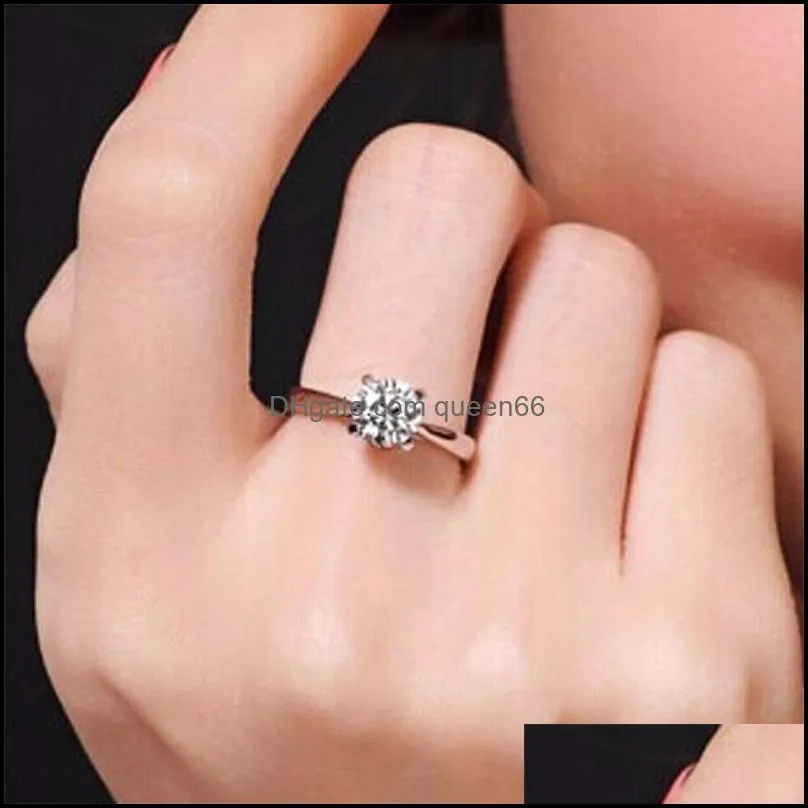 18k classic 1.2ct white gold plated large cz diamond rings top design 4 prong bridal wedding ring for women 878 q2