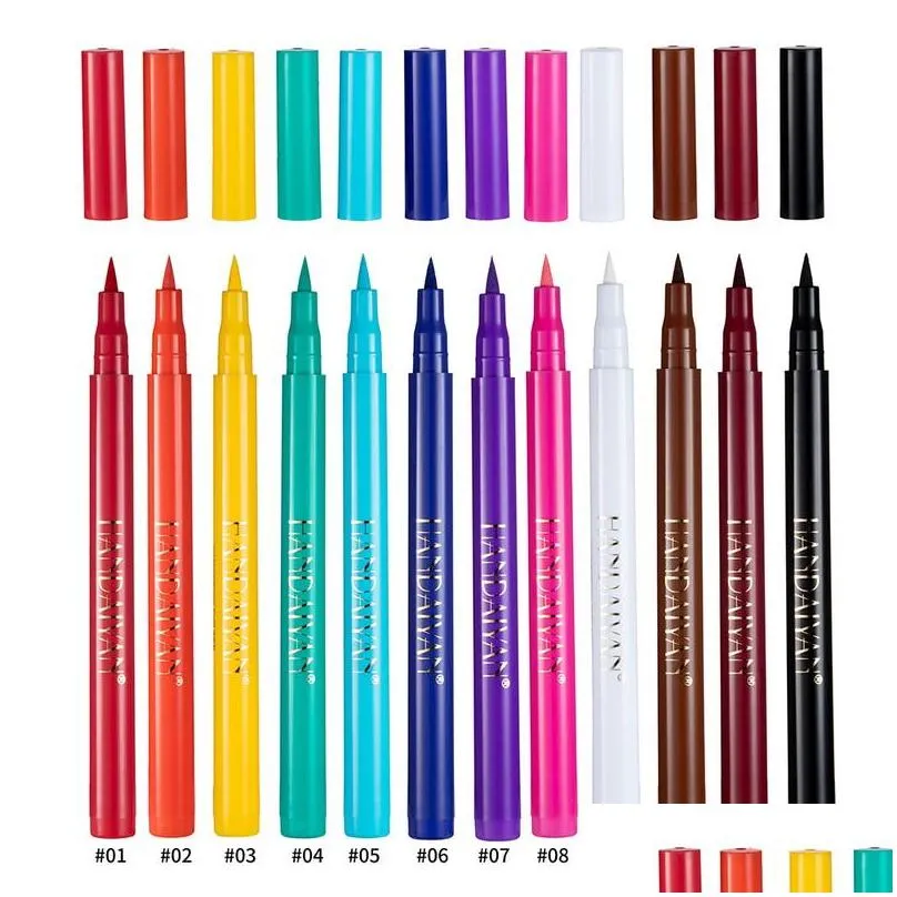 handaiyan colored liquid eyeliner pencil 12 shades waterproof matte sweet proof long last not easy to smudge makeup eye liner pen