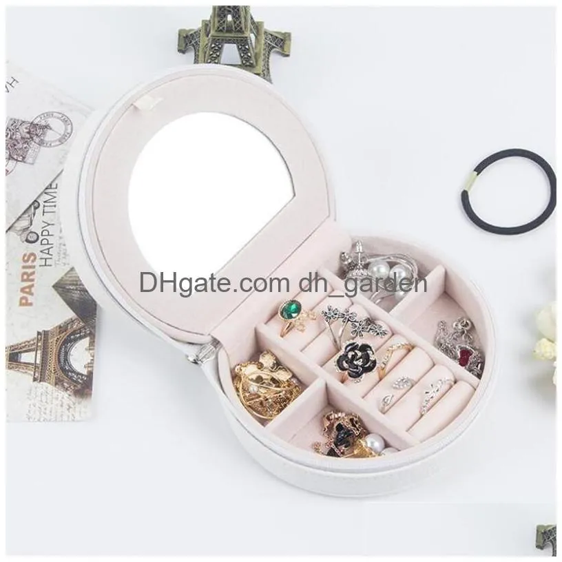 jewelry box organizer pu leather jewellery case with mirror for rings earrings necklace travel gifts boxes girls women