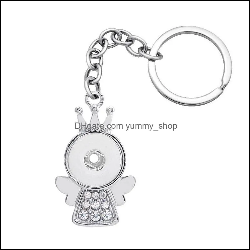 noosa fashion trendy keychains fish butterfly  crystal rhinestone snaps car bag keyrings fit 18mm snap buttons diy snap jewelry