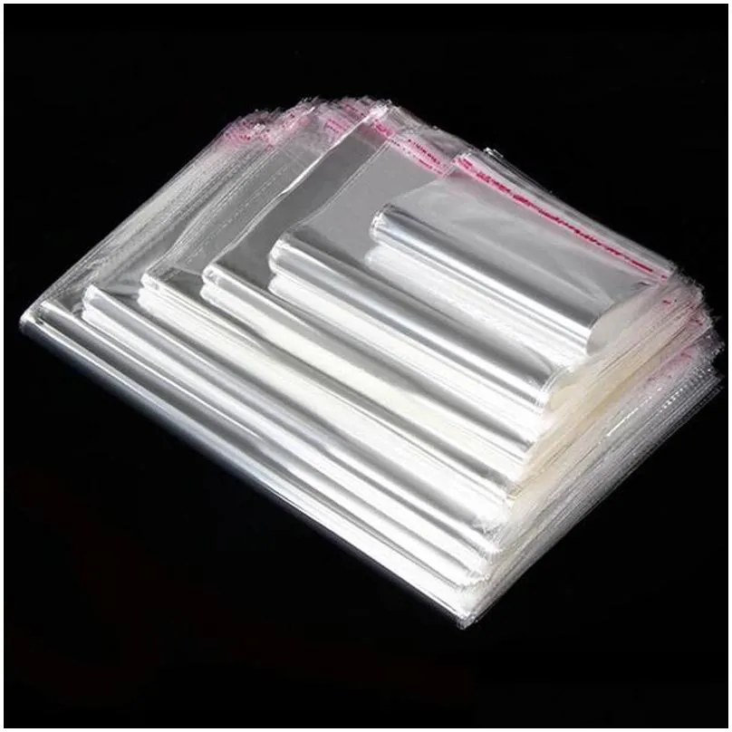 100pcs storage bags transparent self adhesive resealable clear cellophane poly bags opp seal gift packaging bag jewelry pouch