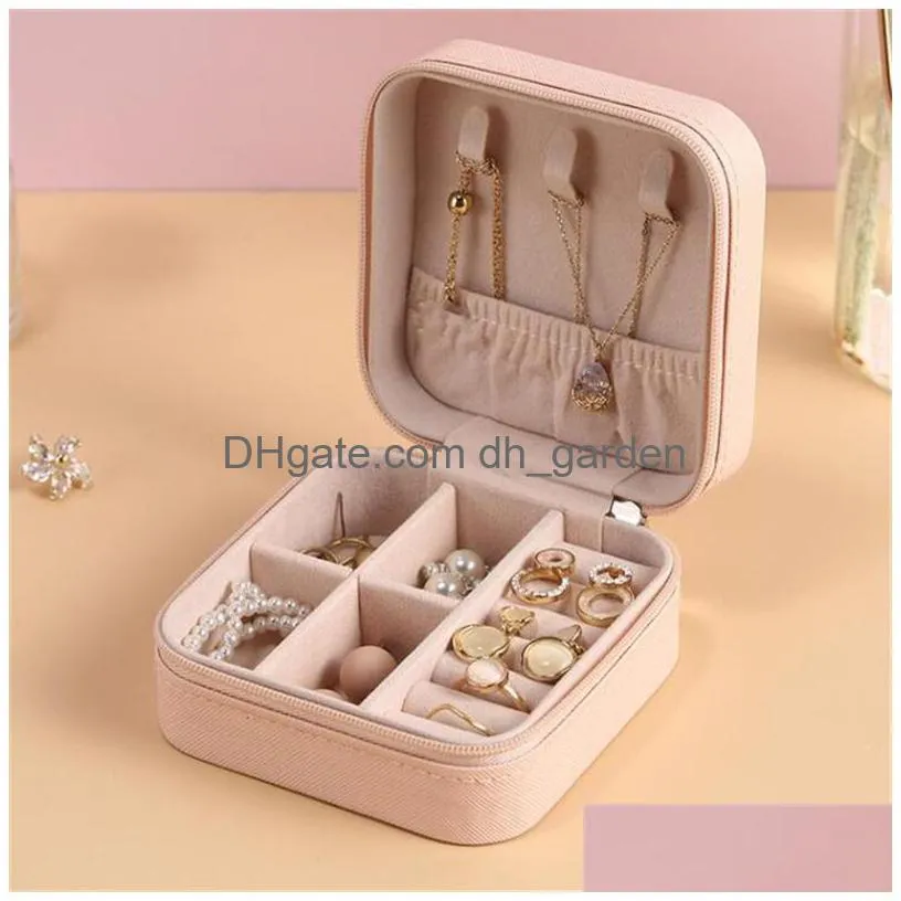 jewelry box portable travel storage boxes organizer pu leather display cases for necklace earrings ring jewellery holder case