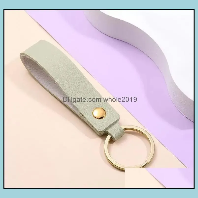 pu leather keychain metal keyring car keychains lover pendant personalise gift key chain mixed colors