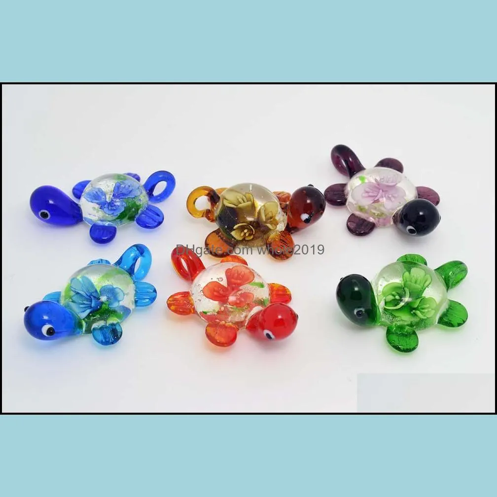  wholesale flower 3d animal turtle murano glass bead pendants fit necklaces girls womens jewelry pdt2