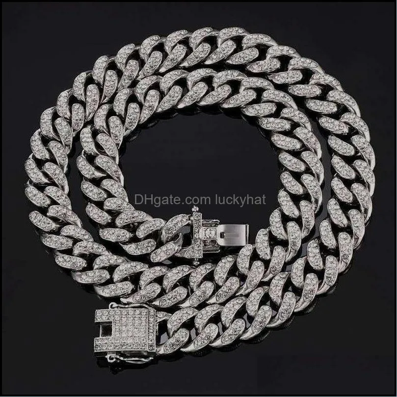 mens iced out chain hip hop jewelry necklace bracelet gold silver  cuban link chains necklaces 38 m3