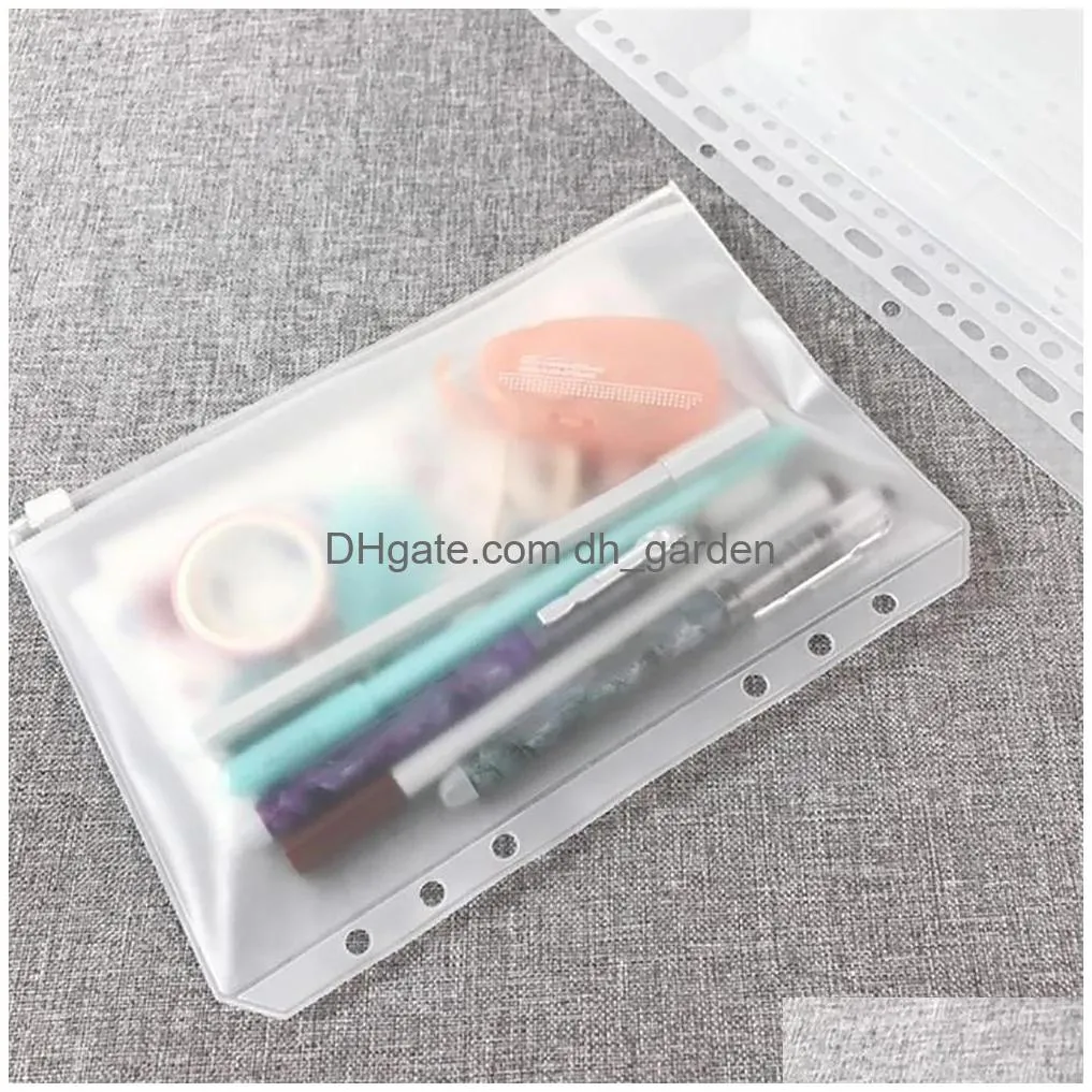 binder bag pockets a6 size 6 holes zipper binder pouch folders waterproof pvc loose leaf bags