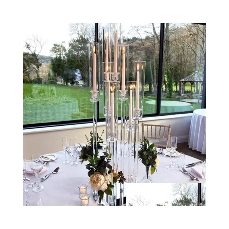 candle holders tall candelabra holder acrylic crystal 8/10/12 heads wedding table centerpieces yudao90