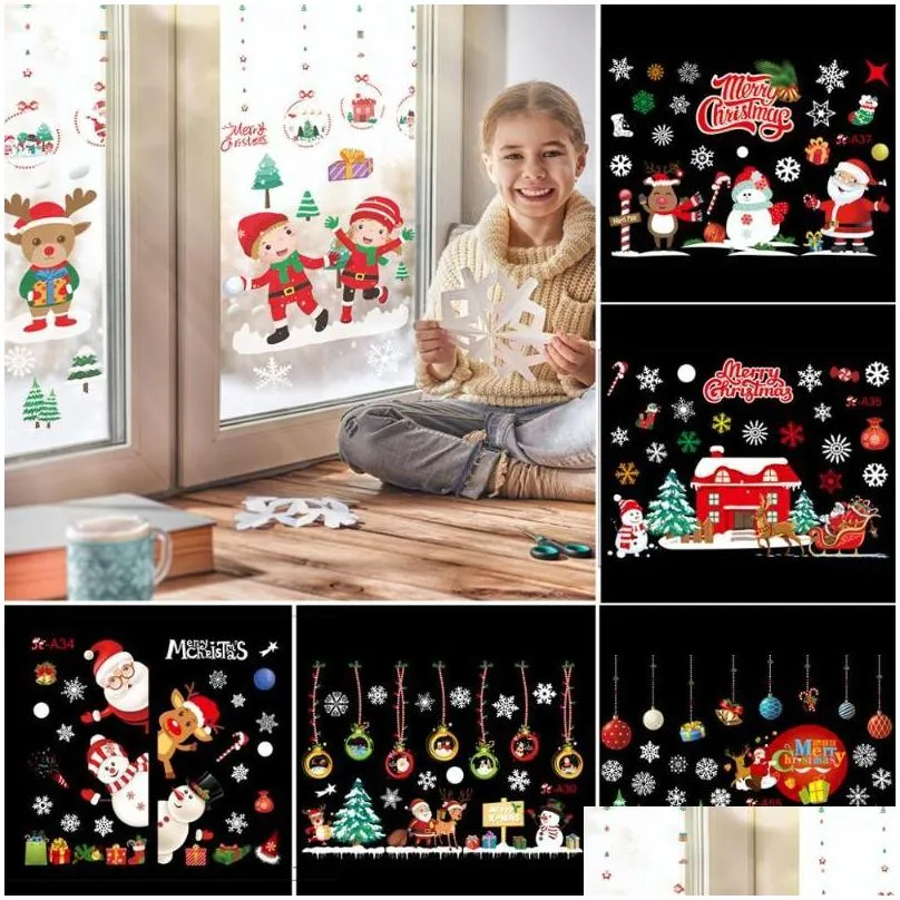 christmas decorations wall window stickers marry decoration for home 2021 ornaments xmas navidad gift year 2022