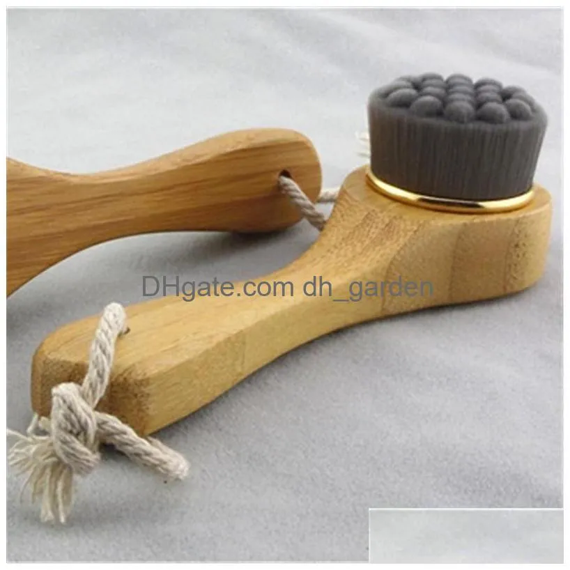 bamboo handle fiber face brush face spa massage brushes for dry skin face cleansing brush t500778
