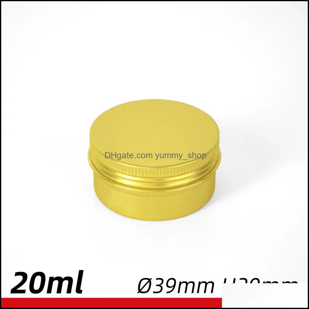 gold aluminum containers cosmetic jars tin for lip balm cream cosmetic tea or tobacco 5ml 250ml