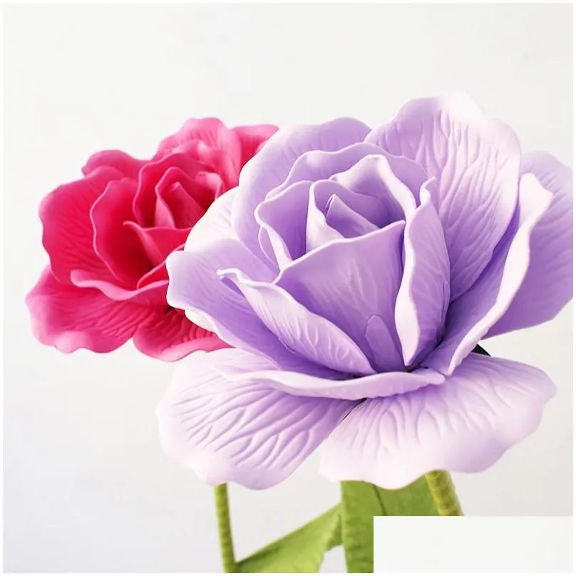 decorative flowers wreaths  artificial flower fake large foam rose with stems for wedding background decor window display stage