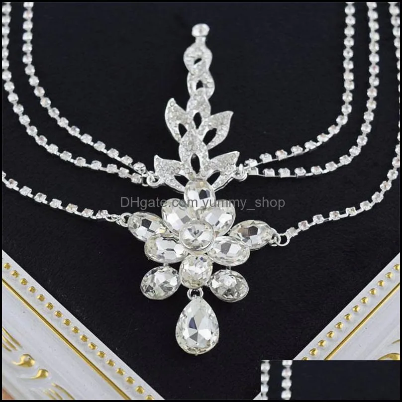 clear crystal dangle forehead headband tiara crown bridal pageant prom headpieces wedding teardrop hair jewelry accessories 1pc 863 r2