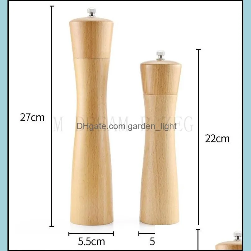 beech pepper mill 8 inch 10 inch ceramic core manual solid wood pepper grinder multipurpose salt pepper mill grinder kitchen tools