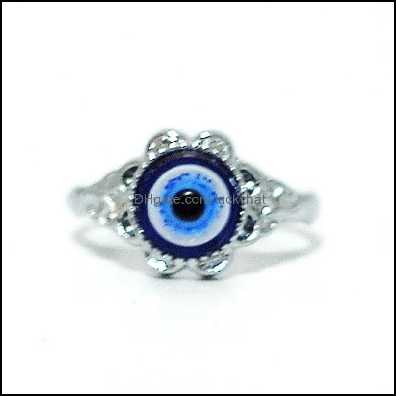 wholesale 50pcs blue devils eye alloy rings mix charm punk goth gift turkish eye women men jewelry