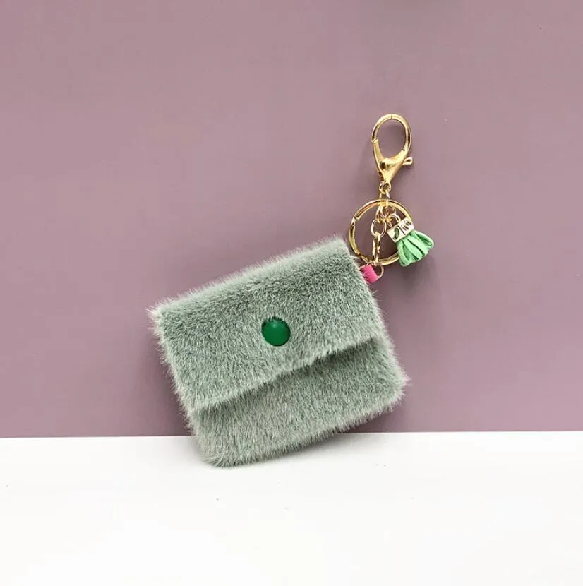 pom pom keychain cute purse bag charm key ring plush wallet keychains for women car pendant fashion accessories party gift 7 styles
