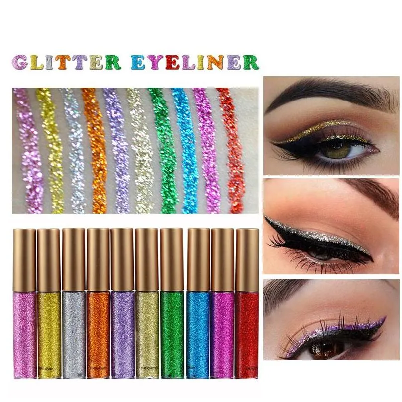 handaiyan glitter liquid eyeliner pen 10 colors metallic shine eye shadow liner