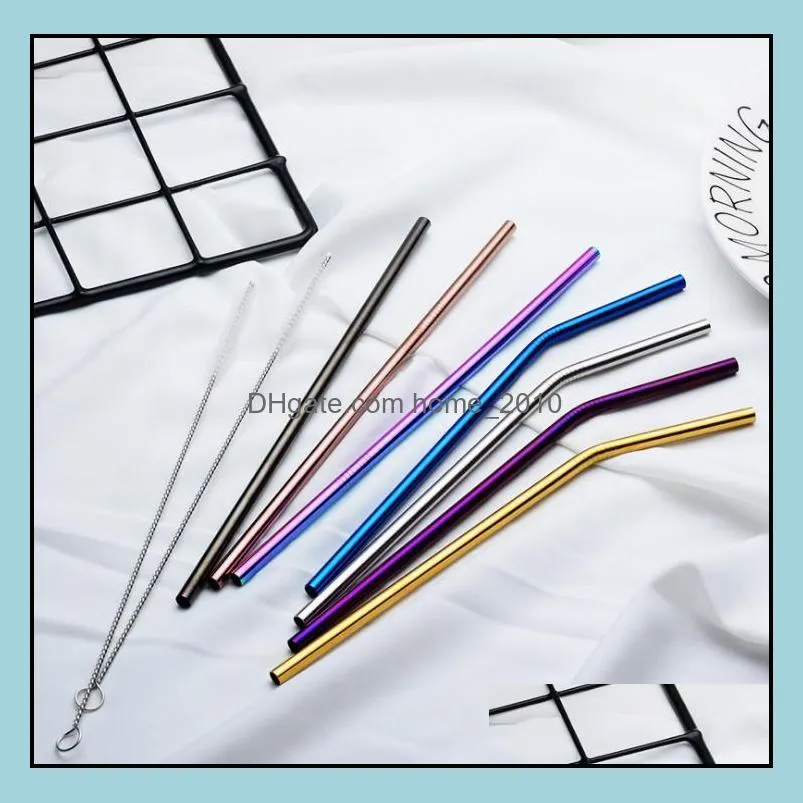 colorful stainless steel straws reusable straight and bent drinking straws eco friendly bar drinking tools colored metal sn2267