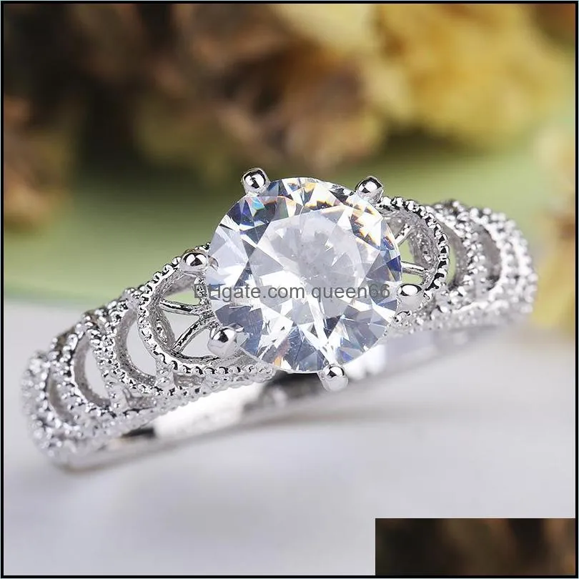 hollowout crystal finger ring for women wedding jewelry