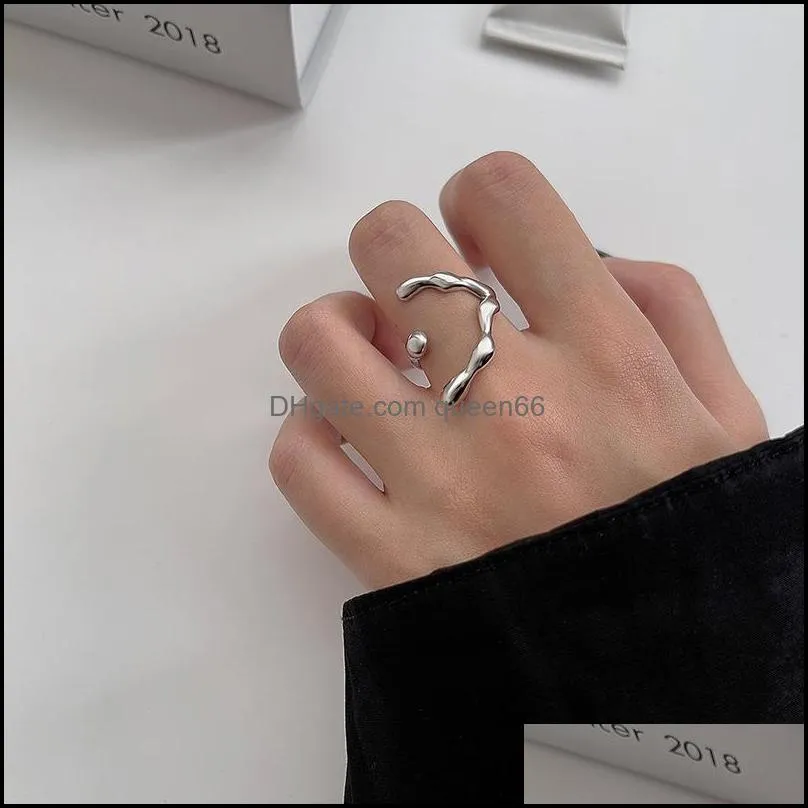 925 silver irregular twist ring female simple unique design sense smooth trend fashion party couple