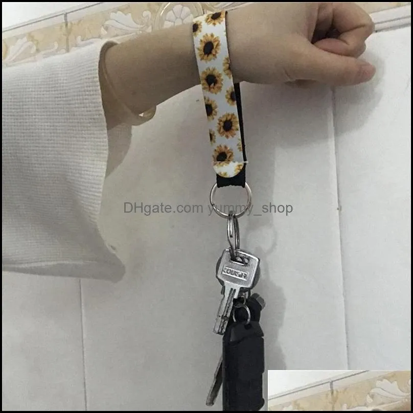 total 89 color print patterns neoprene wristlet keychain of phone straps lanyard with wrist rope for handbag decoration