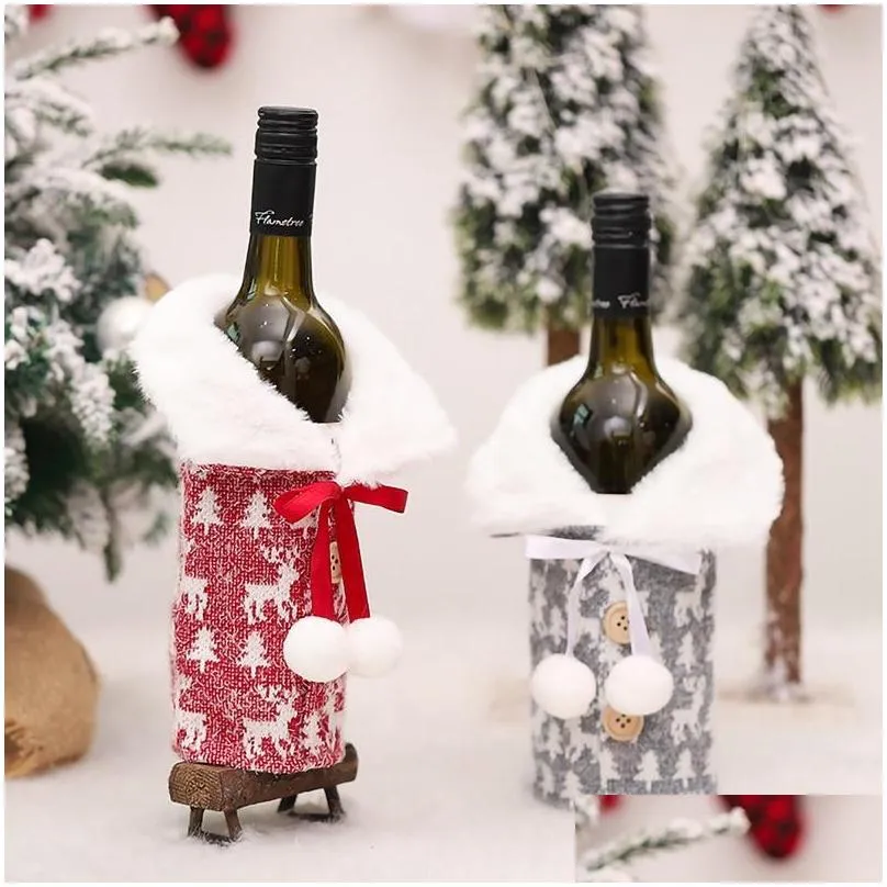 christmas decorations wine bottle cover merry decor for home 2021 navidad noel ornaments xmas gift happy year 2022