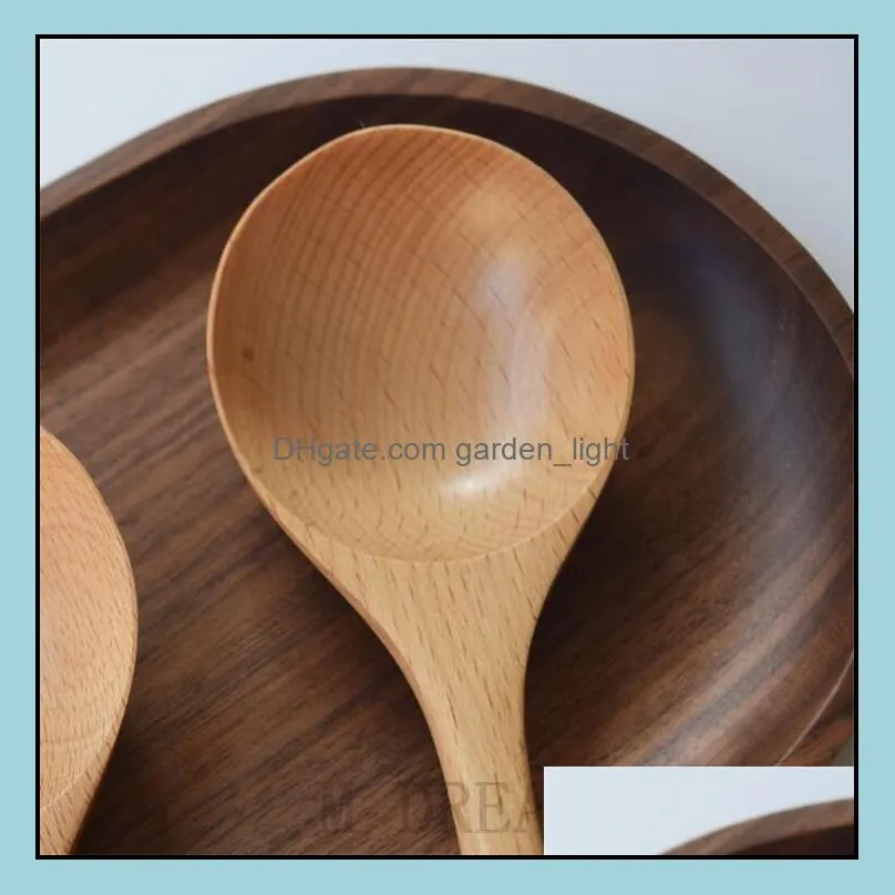 big wood round soup spoon 20.5x6cm beech wooden spoons rice scoop japanese style kitchen tableware