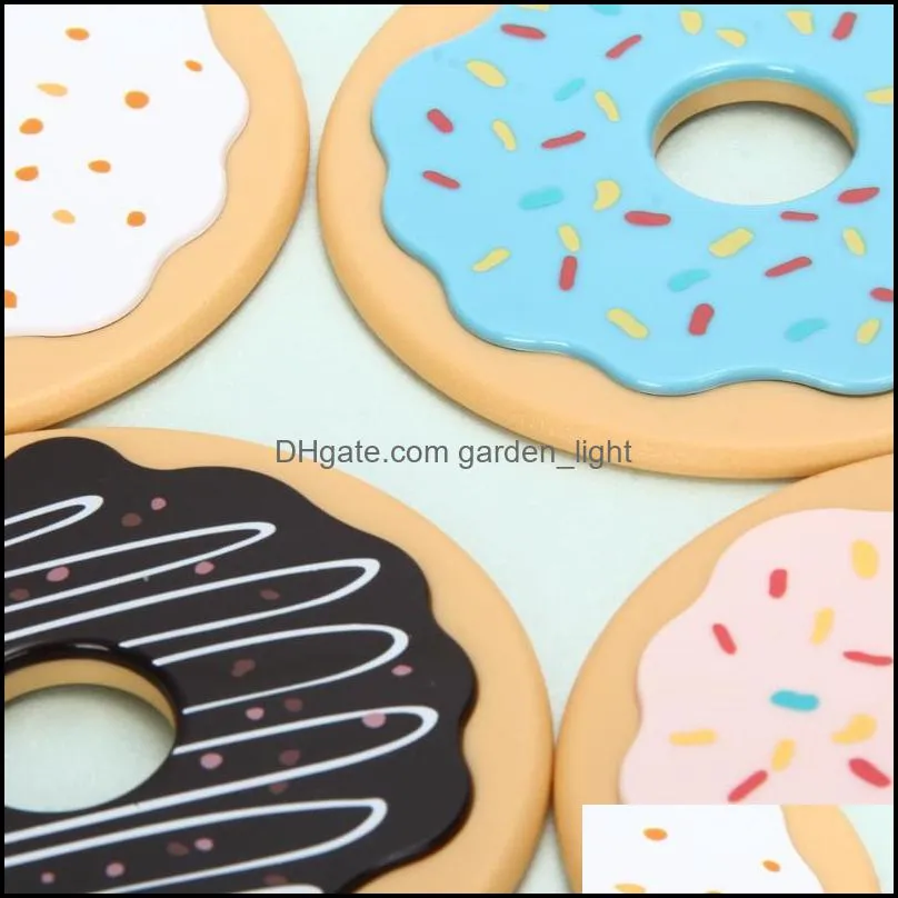 4pcs/lot cute table cup mat decor coffee drink placemat tableware spinning silicone round retro vinyl donut drinks coasters
