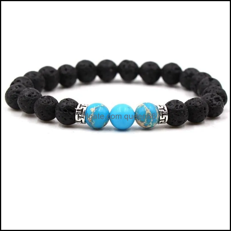 lava rock stone bead bracelet chakra charm natural stone essential oil diffuser beads chain for women men fashion crafts jewelry