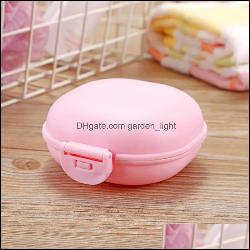 plastic travel soap box with lid portable waterproof bathroom creative macaroon soap dish boxes holder case 5 colors