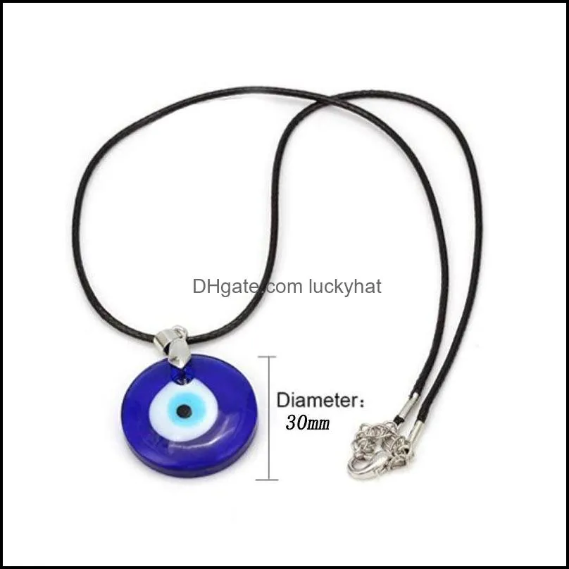 evil eye pendant necklace glass leather rope chain turkish protect lucky necklace for women men
