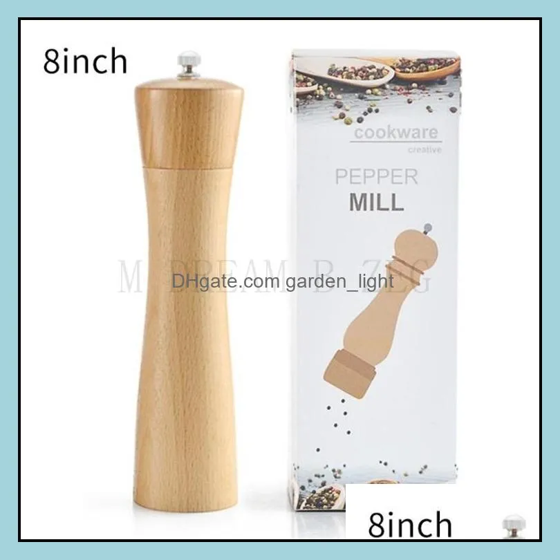 beech pepper mill 8 inch 10 inch ceramic core manual solid wood pepper grinder multipurpose salt pepper mill grinder kitchen tools