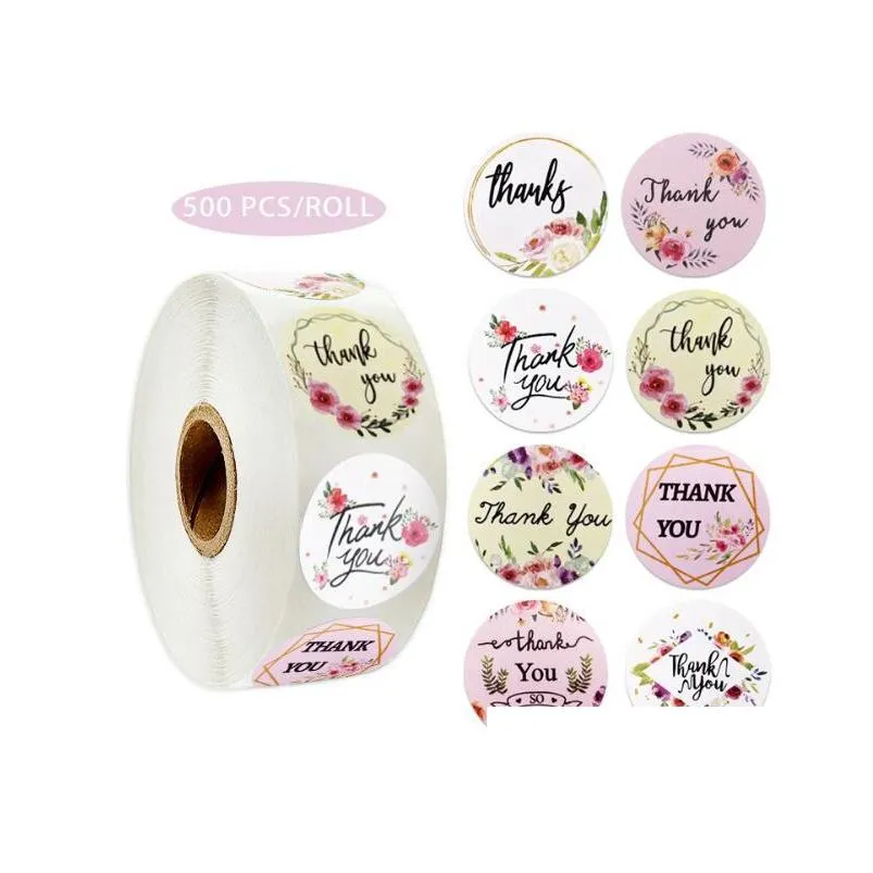 500pcs roll 2.5cm 1 inch thank you so much round adhesive stickers label for holiday presents business festive decoration