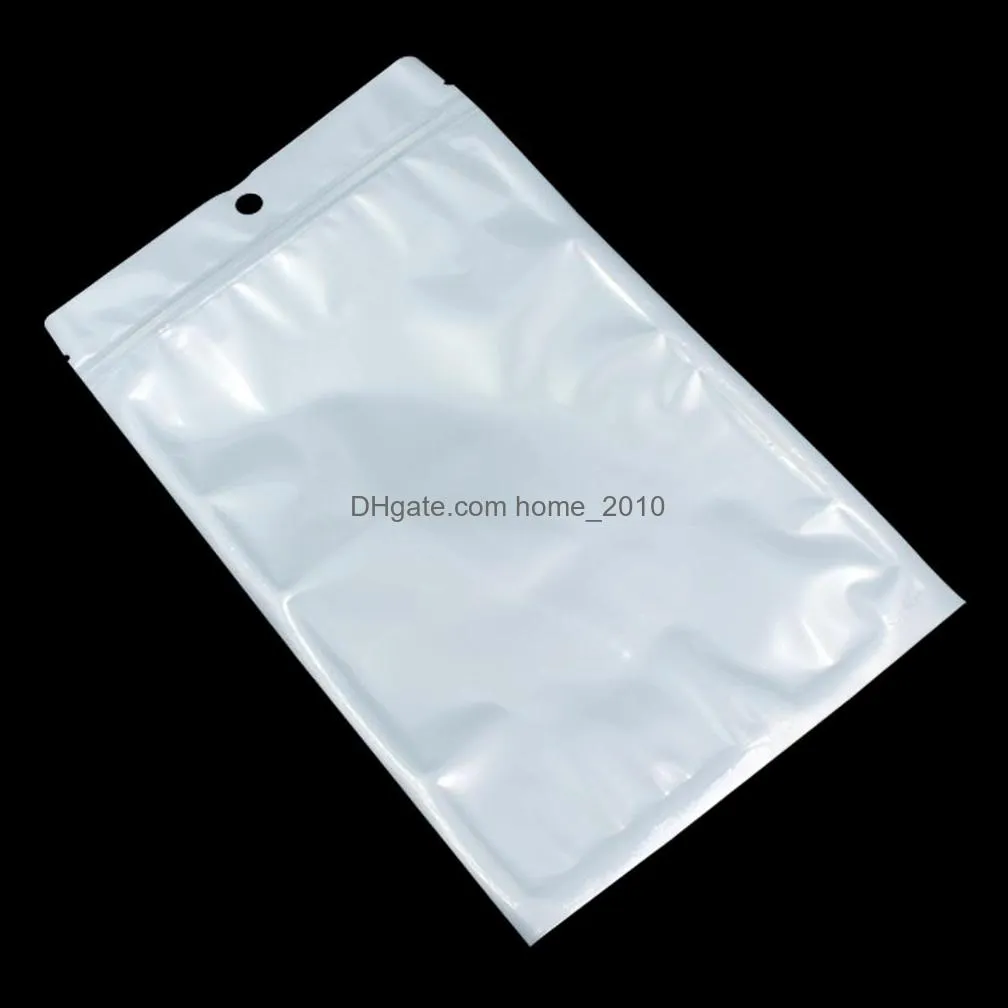 small white clear zip lock plastic package bags with zipper self seal transparent ziplock poly packaging bag hang hole