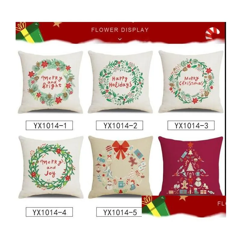 quality 20 colors decorative pillow covers for christmas halloween linen pillows 45x45cm custom santa printed leaning pillowcase cushion textiles without