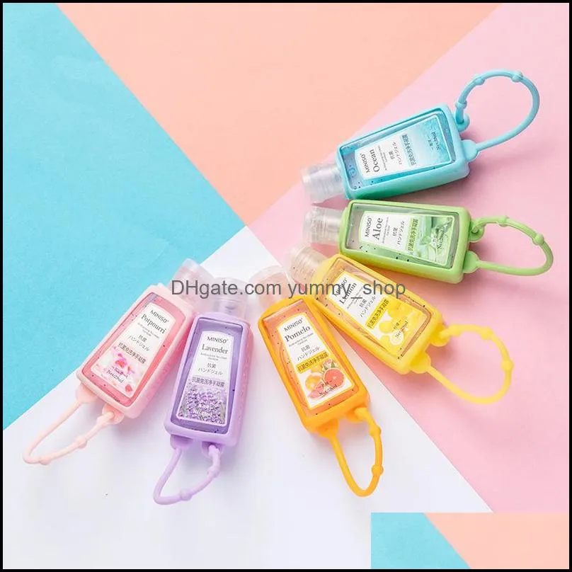 hand sanitizer bottle holder 30ml travel size portable soft silicone cover with keychain hand soap bottle bag