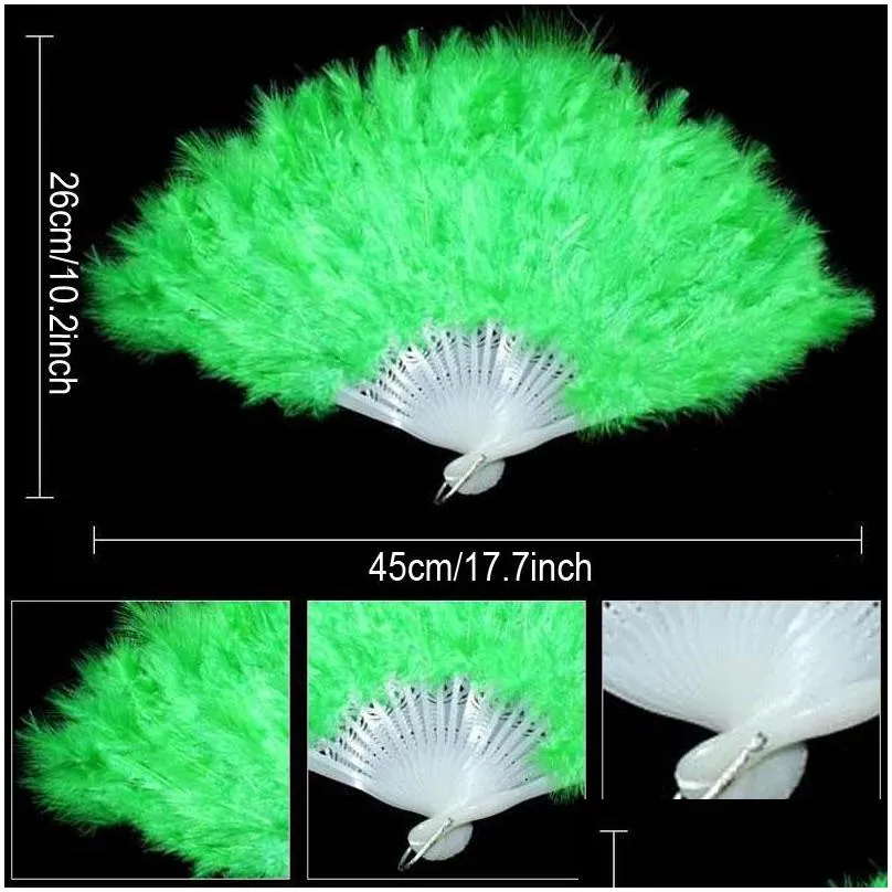 folding feather fan 10 colors hand held vintage chinese style fan dance wedding craft downy feather fan foldable dancing fans tqq