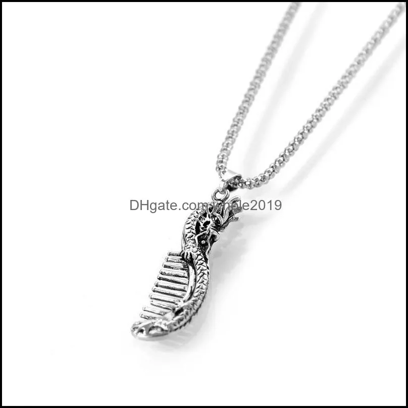 vintage dragon pendant necklace dragon comb pendant necklace for women mens xmas gifts pun jewelry mini men jewelry