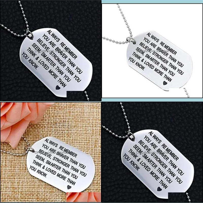 engraved dog tag necklace friends birthday gifts always remember you are braver stainless steel necklace