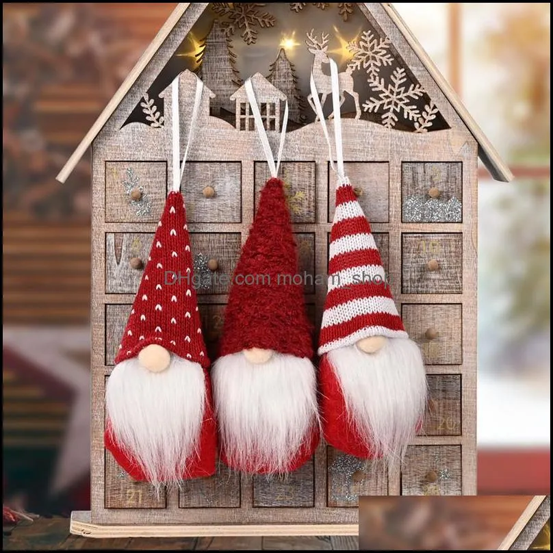 15 styles christmas knitted faceless doll ornament long beard plush gnome santa xmas tree door hanging pendants home year party holiday decorations gift