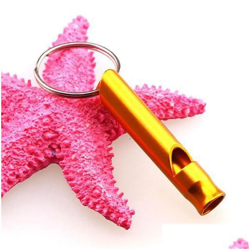 dogs training keychain whistle mini aluminum whistle keychain outdoor hiking portable survival small whistle key ring customized tqq