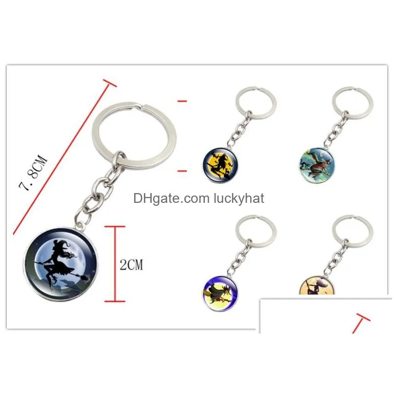 halloween witch key ring time gem key chain halloween gift for child 5 styles