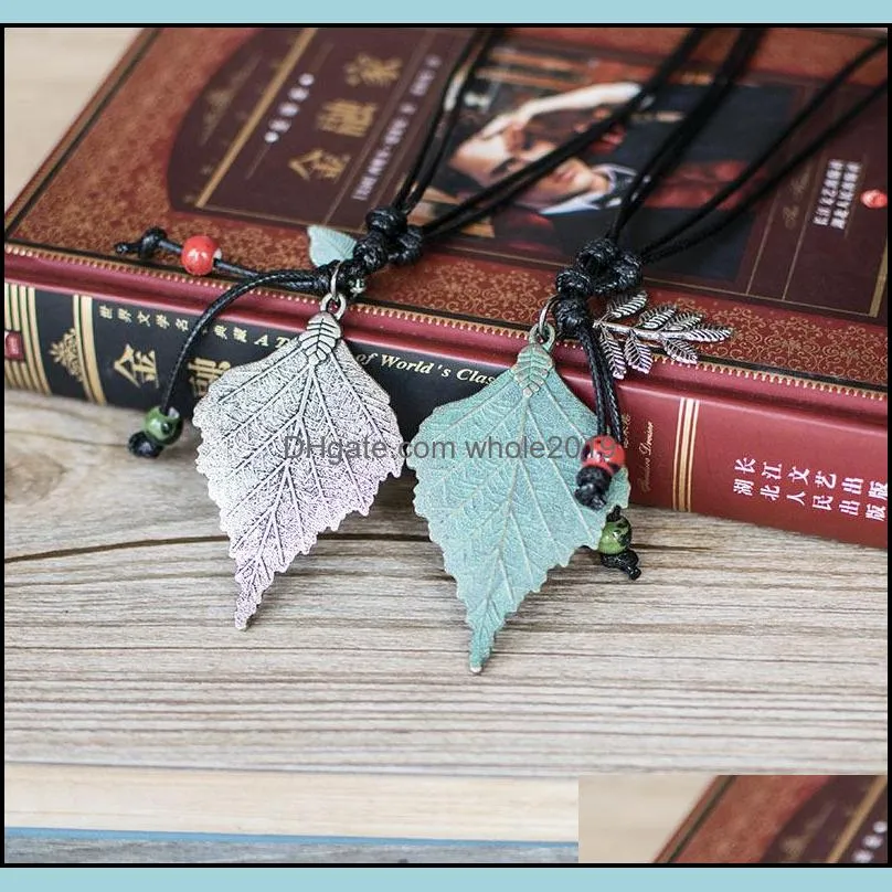 pretty necklaces pendants wholesale chokeres collares mujer sweater kolye bijoux femme green leaf necklace