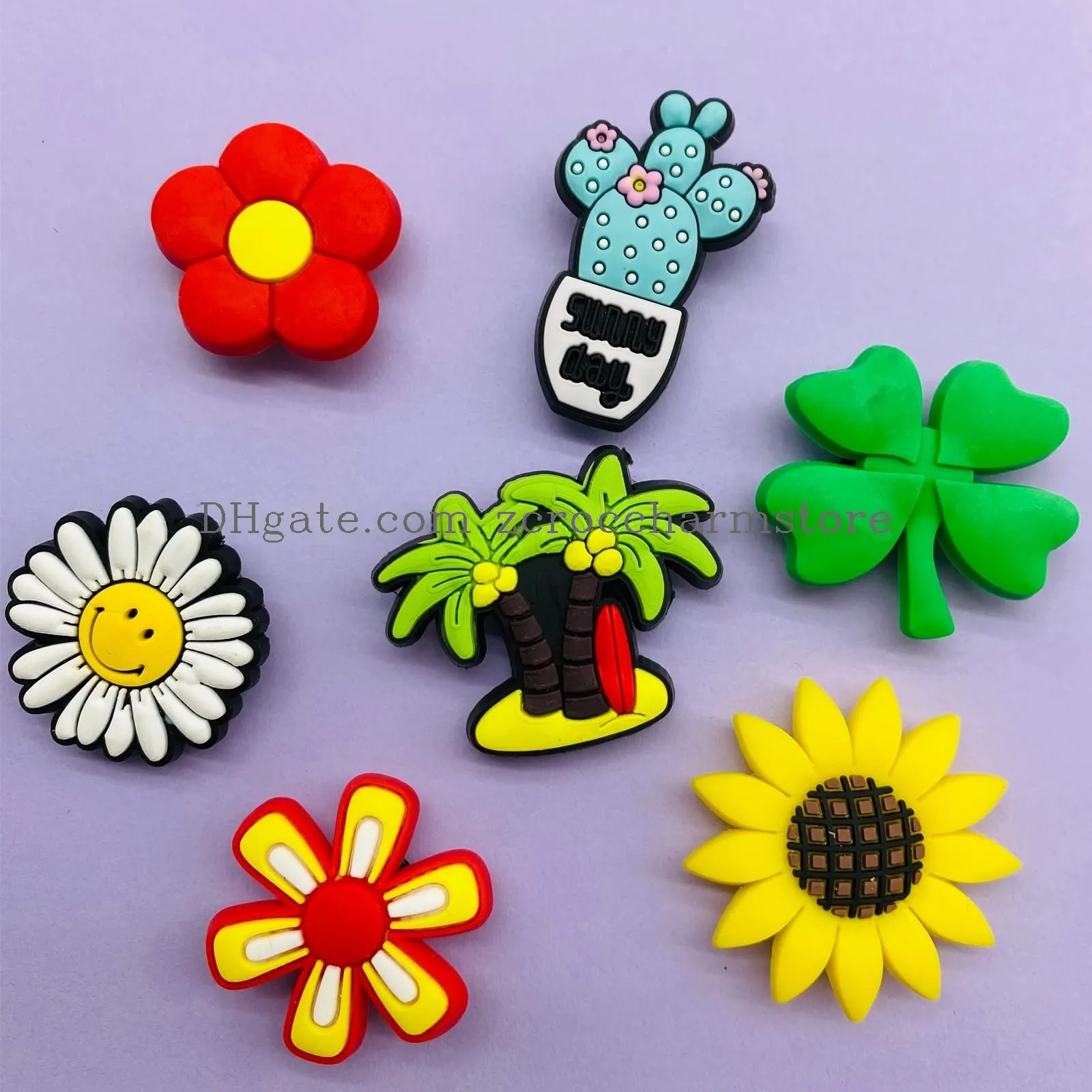 35 90 120 different cute pvc shoe charms for clog sandals bracelet coconut tree cactus butterfly flower shaped shoe decoration charms for summer beach party favors
