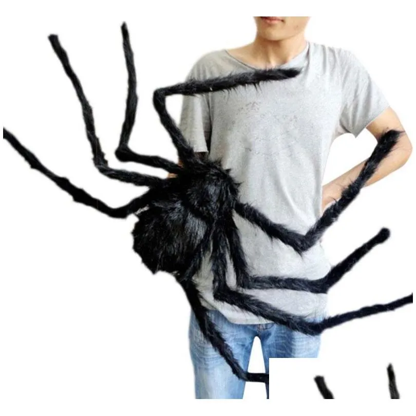 halloween decoration 2018 black huge spider for halloween parties decoration haunted house prop 50/75/90 cm indoor outdoor decor props