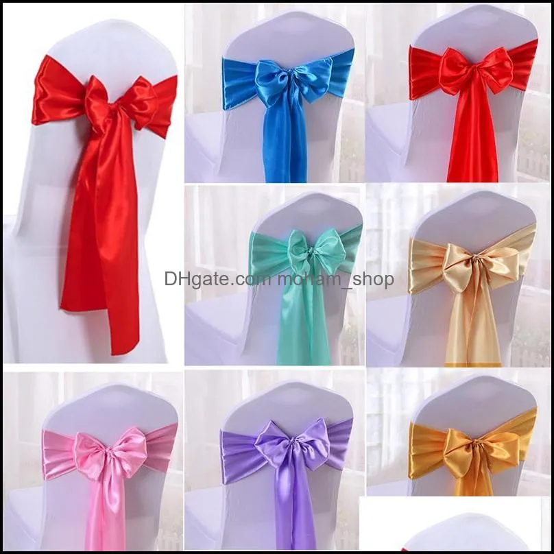 280x16cm satin chair sashes bow tie chair sash band for banquet home table decoration wedding party supplies