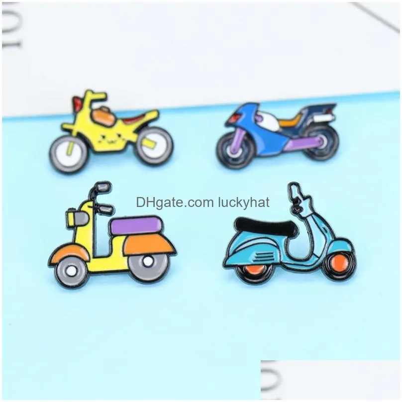 cartoon punk motorcycle brooch pins set funny creative alloy paint brooches for children jewelry gift badge shirt pin