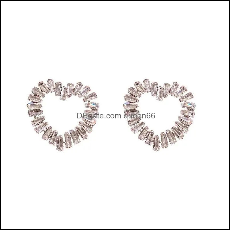 2021 fashion luxury heart crystal earrings for women bijoux geometric rhinestones earrings statement jewelry gifts