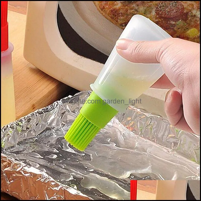 portable silicone oil bottle with brush grill oil brushes liquid oil pastry kitchen baking bbq tool kitchen tools