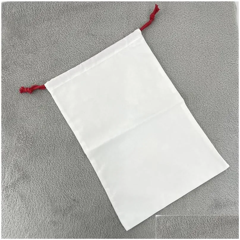 2023 double layer sublimation blank santa sacks diy personalized drawstring bag christmas gift bags pocket heat transfer christmas